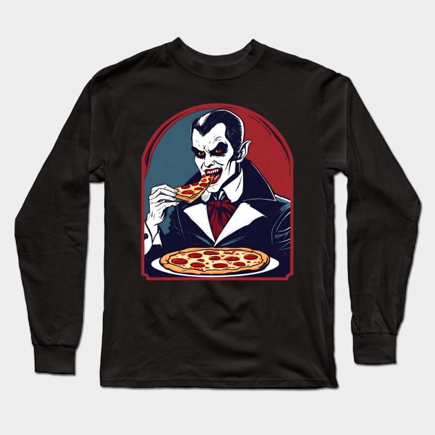 Vampire eat pizza Long Sleeve T-Shirt by Ilustradamus